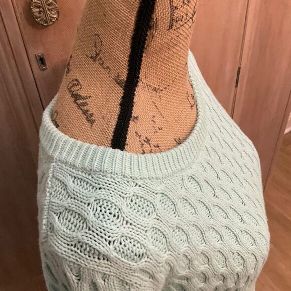 Old Navy textured fisherman sweater Mint Green Honeycomb knit pullover cotton M - Picture 10 of 13
